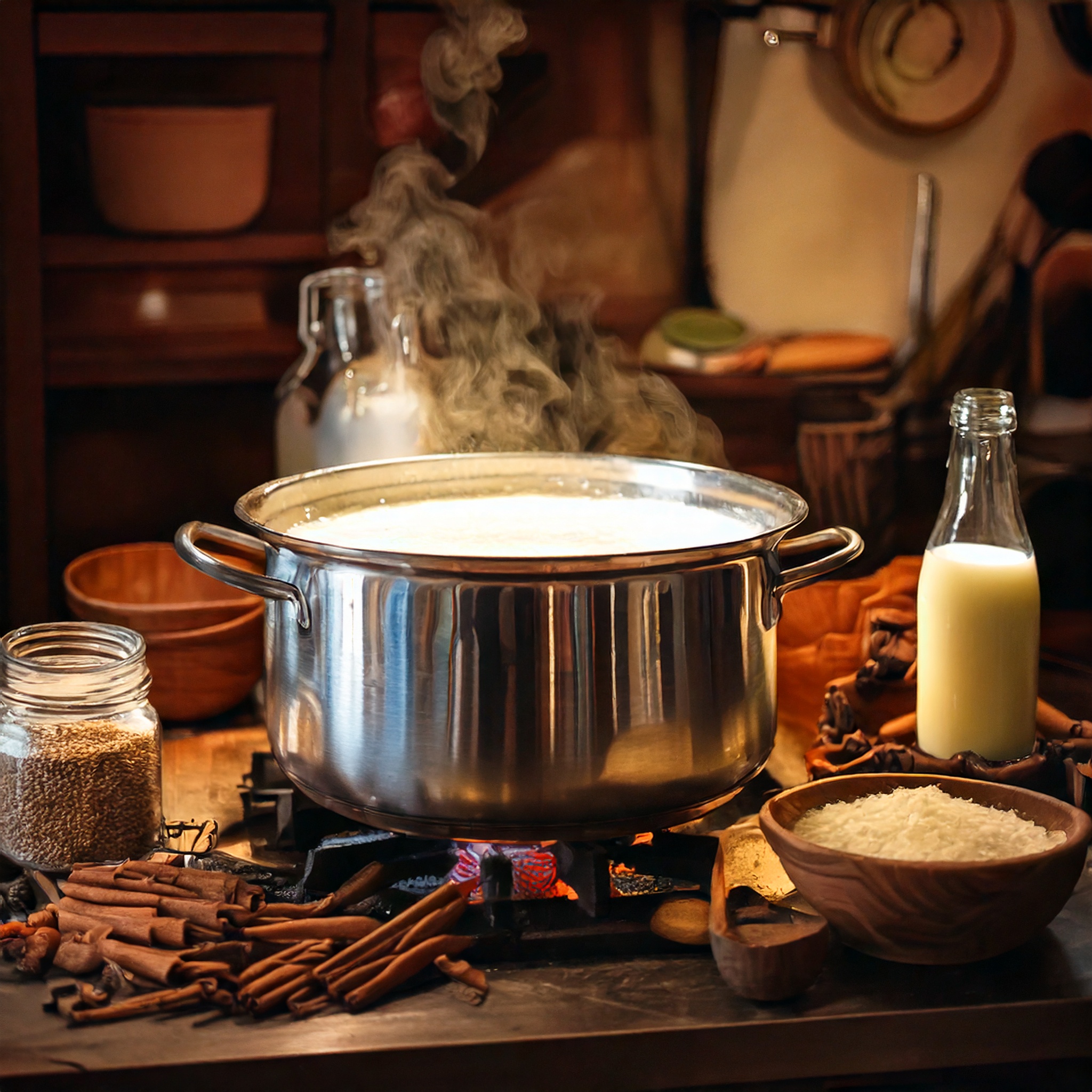 Preparación artesanal de arroz con leche